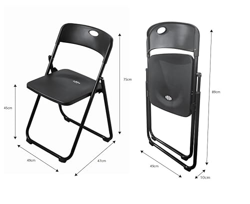 Aro Set Di 4 Sedie Pieghevoli, Struttura In Acciaio, Seduta In Polipropilene, 49X47X75 Cm, Nero - 3