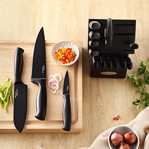 Marco Almond® Dishwasher Safe MA23 Black Kitchen Knife Set, 17 Pieces