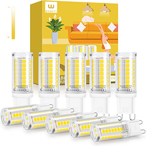 wowatt Bombillas LED G9 de color blanco frío, regulables, paquete de 10 unidades, bombillas LED G9 de 5 W equivalentes a 40 W, ángulo de haz de 360° sin parpadeo G9 bombillas LED, CA 220-240 V Cover