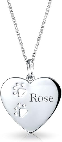 Miniatura 9 de Bling Jewelry Collar con colgante personalizado de BFF, animal mascota, perro, gato, cachorro, gatito, corazón, hueso de perro, huellas de patas,