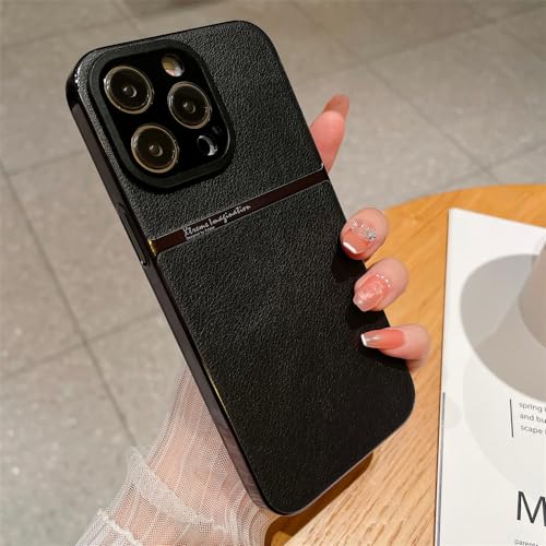 Couverture hybride de protecteur d'objectif dur pour iPhone 13 coque cuir noir