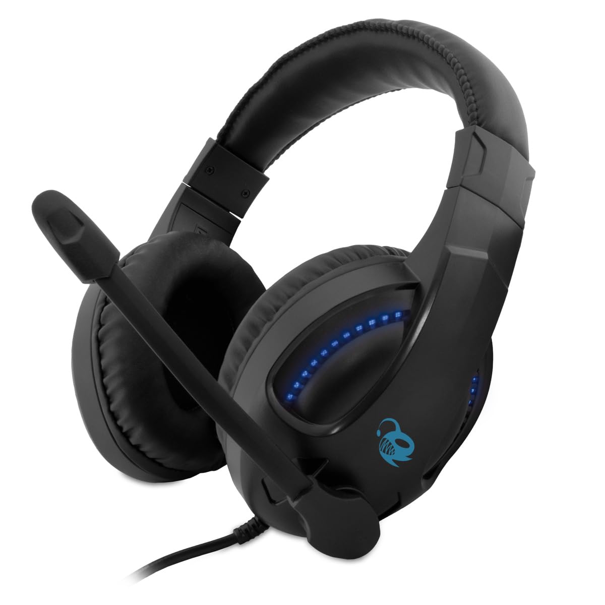 DeepGaming Cascos Gaming, Auriculares Gaming con Micrófono Flexible, 3,5 mm Jack, Luces LED con USB, Compatible con PS4, PS5, PC, Switch, Xbox Series. Color Negro