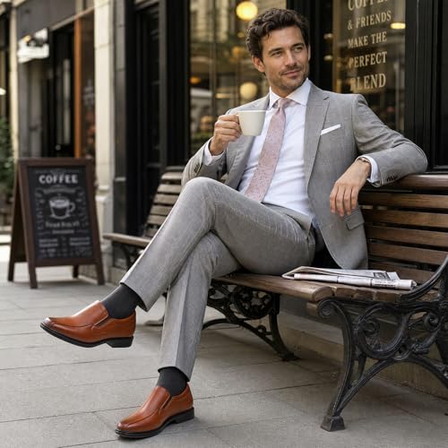 Image of HEEZ Mens Loafers, Split Leather Oxford Dress Shoes for Men, Formal Casual Business Shoes