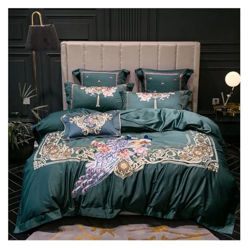 Broderie de paon parure de lit pour une chambre parentale cocooning