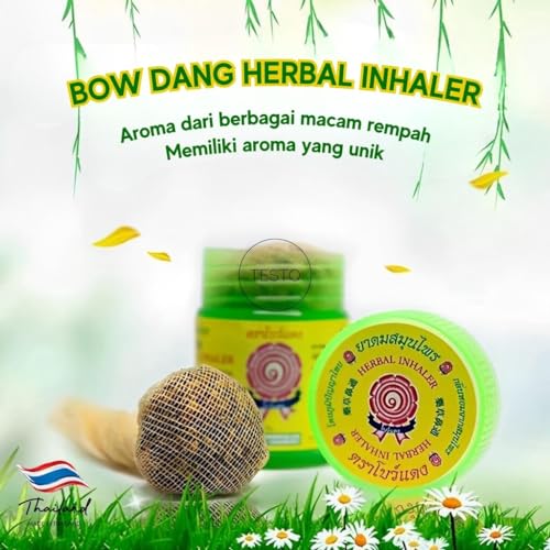 BOW DANG Thai Traditional Natural Nasal Relief Herd Inhaler Green (Pack Of 1 pcs)