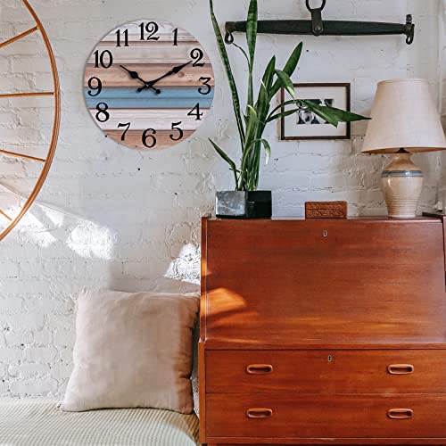 Image of KECYET Wall Clocks - 10 Inch Country Retro Rustic Style Wall Clock Battery Operated - Wooden Silent Clocks for Kitchen Bathroom Living Room Bedroom Office