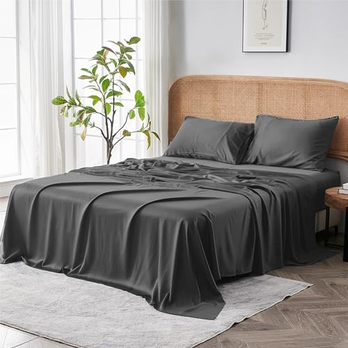 Sijo AiryWeight Tencel Sheet Set, 100% Lyocell Derived from Eucalyptus, Buttery Soft, Architectural Digest 2022 Best Cooling Sheets Winner - 3pc - 2 Pillowcases 1 Fitted (Storm, Full)