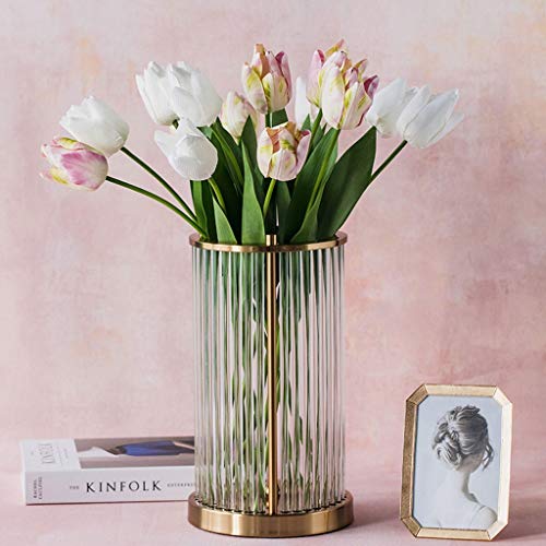 Kunstbloem Amerikaans vele stijlen kunstbloemen echte touch boeket vaas set voor thuis feest bruiloft decoraties nep bloem decoratie nepbloem (kleur: tulpen+vaas) - Afbeelding 5