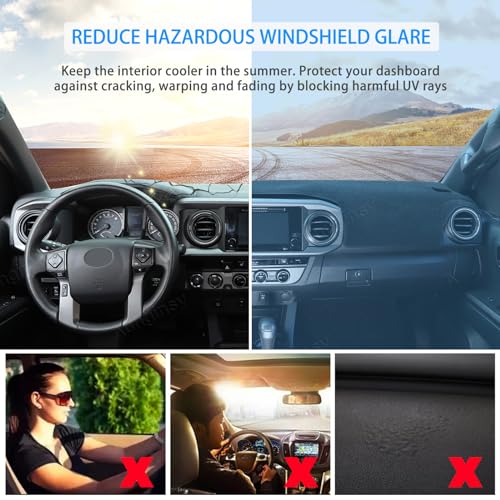 Image of Aunginsy Car Dashboard Cover Mat Compatible with Toyota Tacoma 2016-2023, Pickup Dashboard Dash Cover Nonslip Black Mat Sun Pad Dash Carpet Sunshade Glare UV Rays Protector Car Interior Accessories