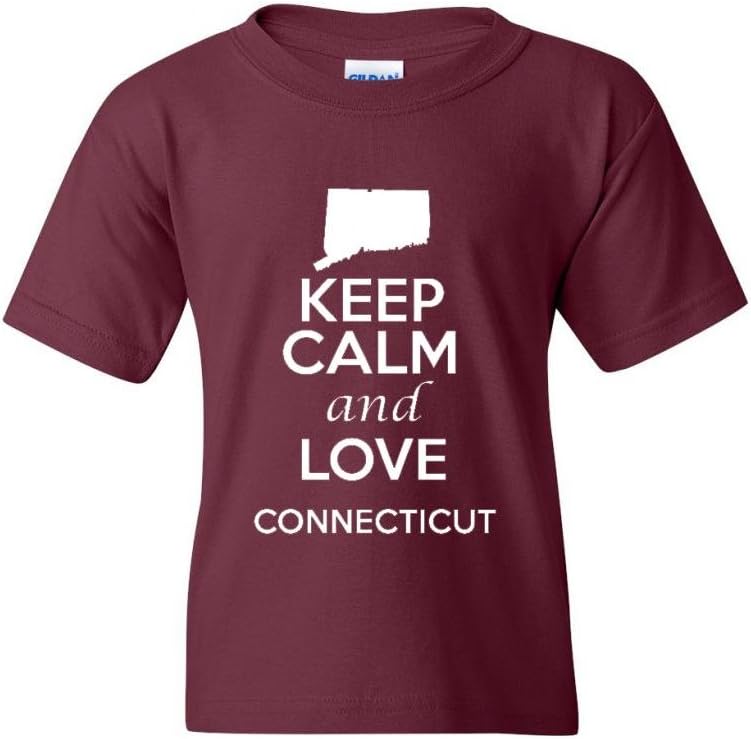 Keep Calm and Love Connecticut Statement Novelty Youth Kids T-Shirt Tee