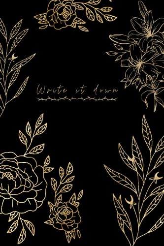 Écrivez : journal quotidien blanc carnet de notes floral noir et doré