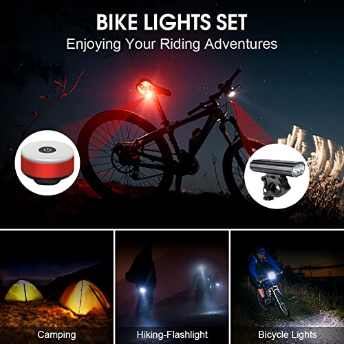 Ensemble d'éclairage de vélo, 3000 Lumen 5 Modes de Luminosité Kit lumière de vélo USB Rechargeable Impermeable étanches Lampe Vélo Avant et Arrière pour Cavalier de Nuit et Camping - Image 3