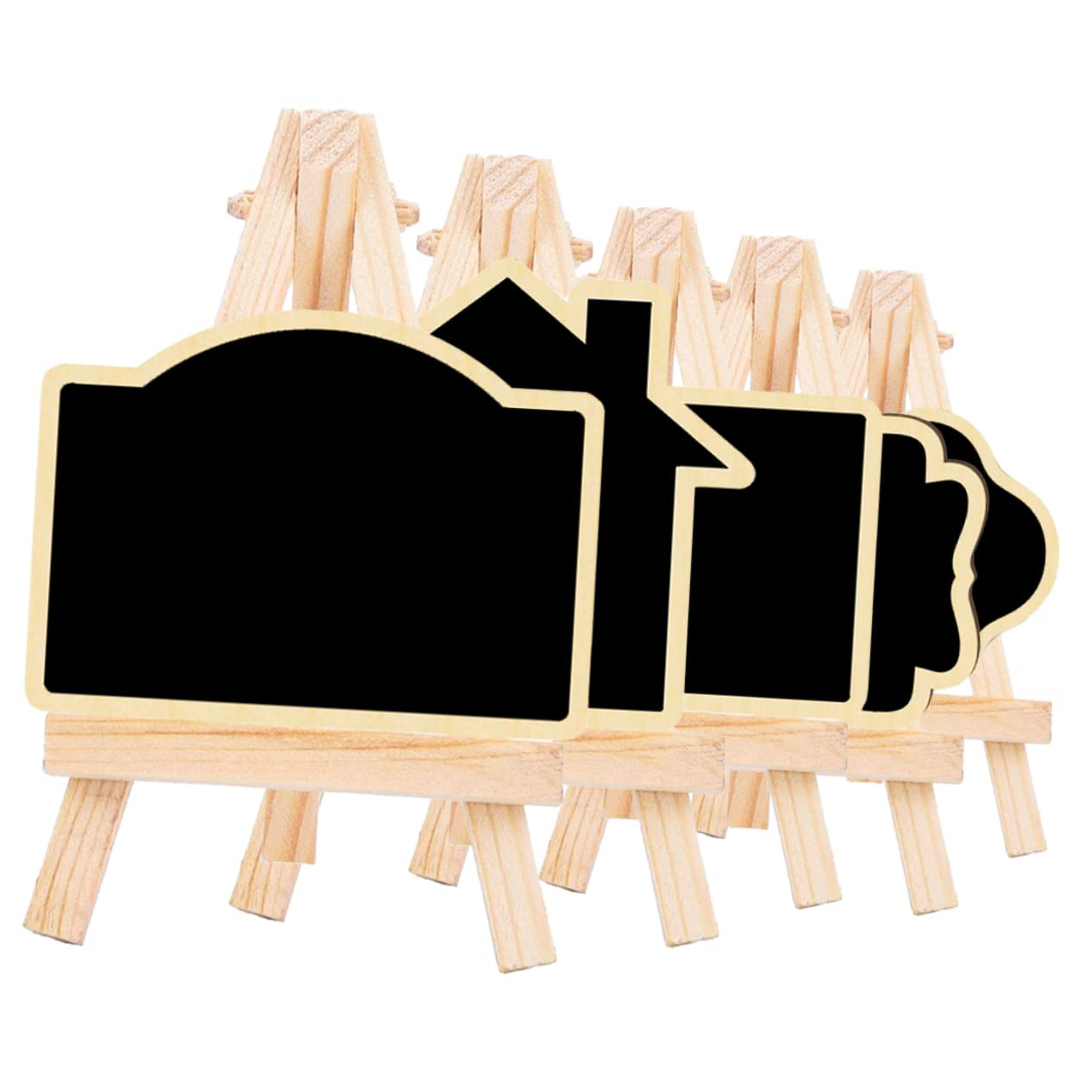 Parliky 5Pcs Miniature Wooden Chalkboard Versatile Message Boards with Tripod Stand for Home Office Cafe and Event Decoration for Menu Display and Notes