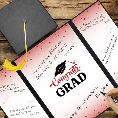 Image of Vlipoeasn Red 2026 Graduation Party Decorations Black Red 2026 College /High School Graduation Decorations Party Supplies, Class of 2026 Congrats Grad Backdrop Banner Signature Book