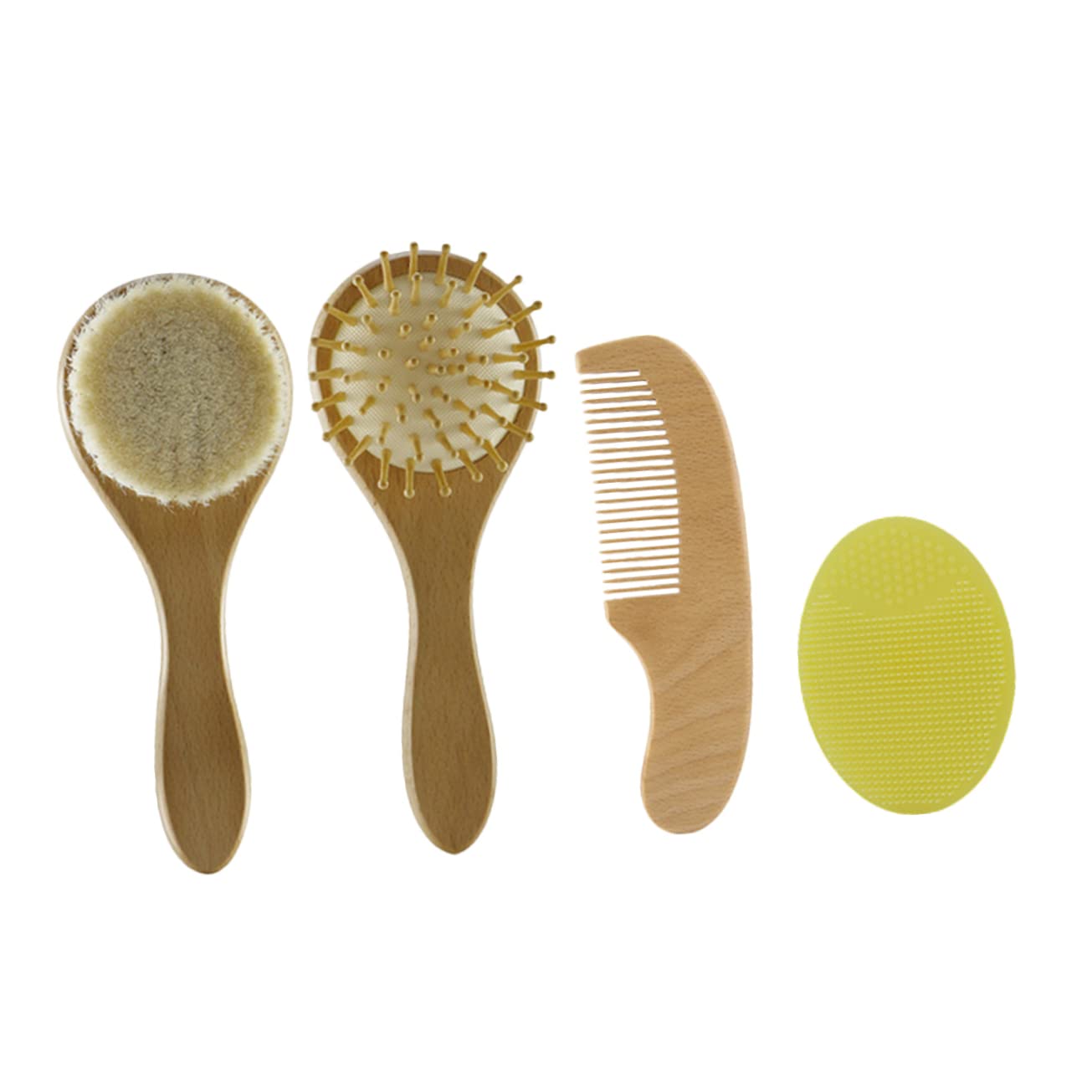 GALPADA 1Set Wool Brush and Comb with Handle for Gentle Bathing and Hair Care Natural Safe Materials for Scalp Health and Soothing Comfort