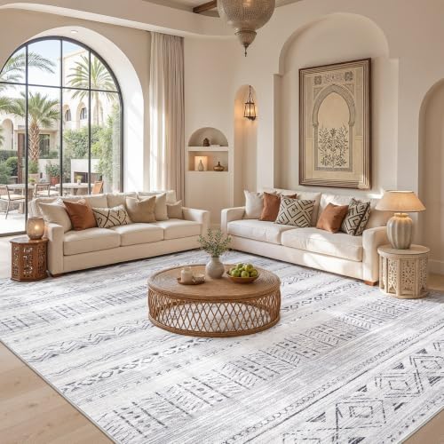 Image of cotiled Boho 5x8 Area Rugs for Living Room: Soft Moroccan Washable Rug