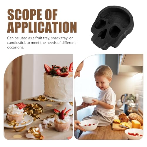 Cuenco de calavera de madera Toyvian para servir dulces sin ensuciar 4
