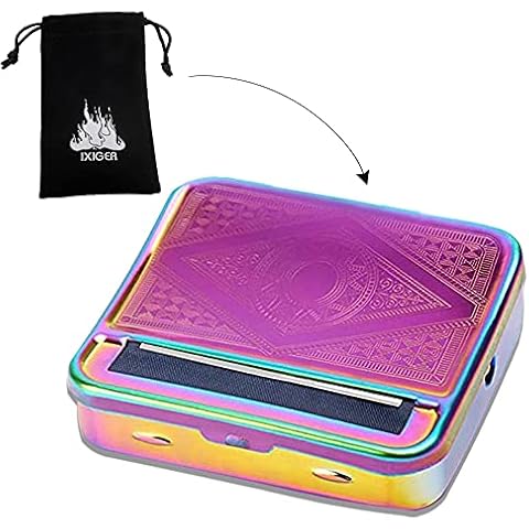Automatic Rolling Box,70mm Cigarette Rolling Machine ,Manual Cigarette Tobacco Rolling Machine Portable Metal Box for Rolling Tobacco, Smoking Roller and Storage Case (Colorful) Cover