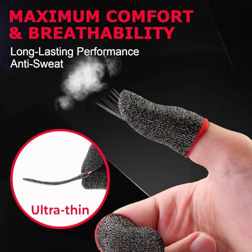 Image of Humble Gaming Thumb & Finger Sleeves - Anti-Slip, Sweat-Proof, High Precision for PUBG, COD, Freefire & Other Mobile Games - Breathable, Washable & Universal Fit - 3 Pairs (6 Pcs)