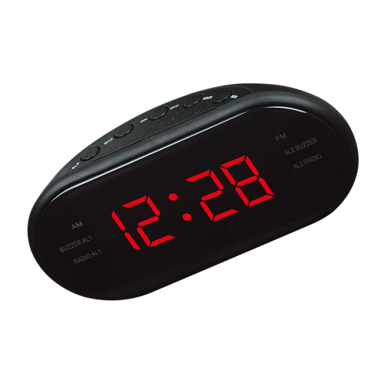 Digitaler Radiowecker Mit Fm/am Großes Gebogenes Display Projektion Schlummerfunktion Nachtlicht Dual Alarm Rotes Gehäuse Für Schlafzimmer Und Büro