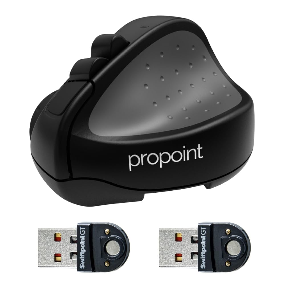 Swiftpoint ProPoint Wireless Mini Mouse & Presentation Clicker (2 x USB Receiver), Ultra Portable, Ergonomic Pen-Grip, 1800 DPI Optical Tracking, Bluetooth 4.0, 3-Buttons, PC/MAC/Laptop/Tablet