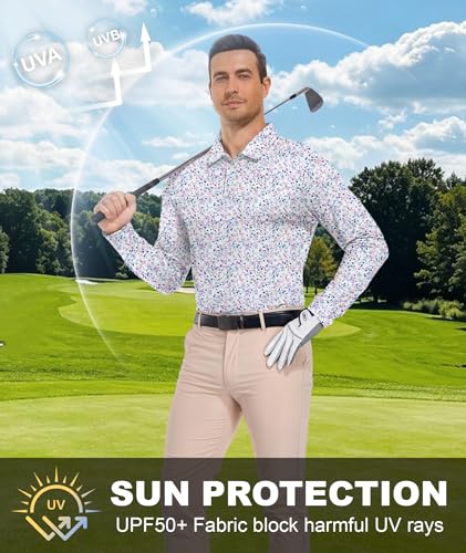 SWISSWELL Men's Printed UPF 50+ Golf Shirt