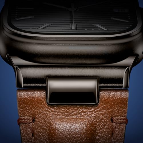 Image of Leather Band for Apple Watch Ultra 3 /Ultra 2 Bands 49mm 46mm 45mm 44mm, Top Genuine Leather Designer Replacement Strap for iWatch Ultra 3 2 1 SE series 11 10 9 8 7 6 5 4 3