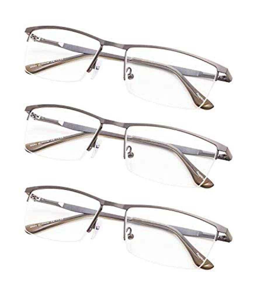 Gr8sight Half-Rim Reading Glasses 3-Pack with Spring Hinges for Women and Men