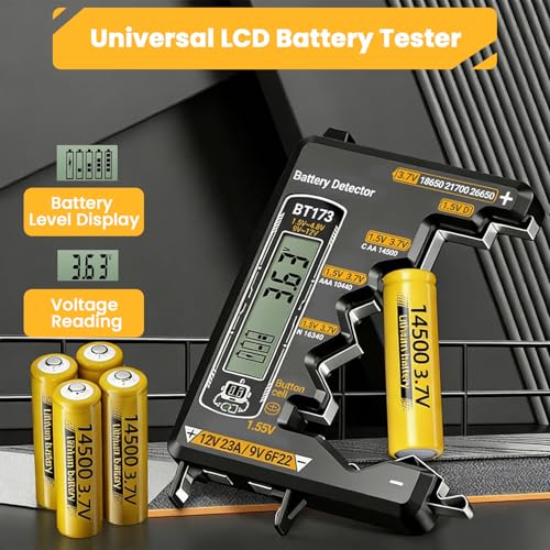 Image of Serplex LCD Battery Tester, Dual Range Digital Voltage & Capacity Detector Battery Capacity Meter Batteries Power Indicator for 1.5V /3.7V /9V 6F22 /12V 23A /AA /AAA /C /D Button & Lithium Batteries
