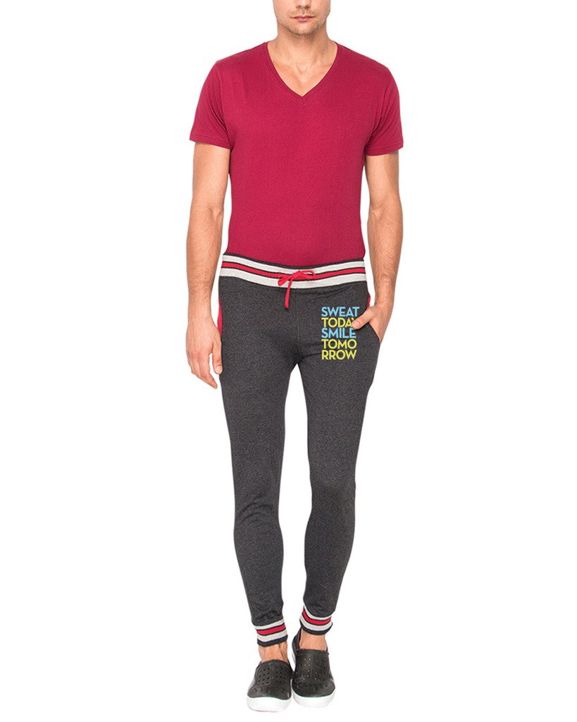 Campus Sutra Men Printed Track Pant Black