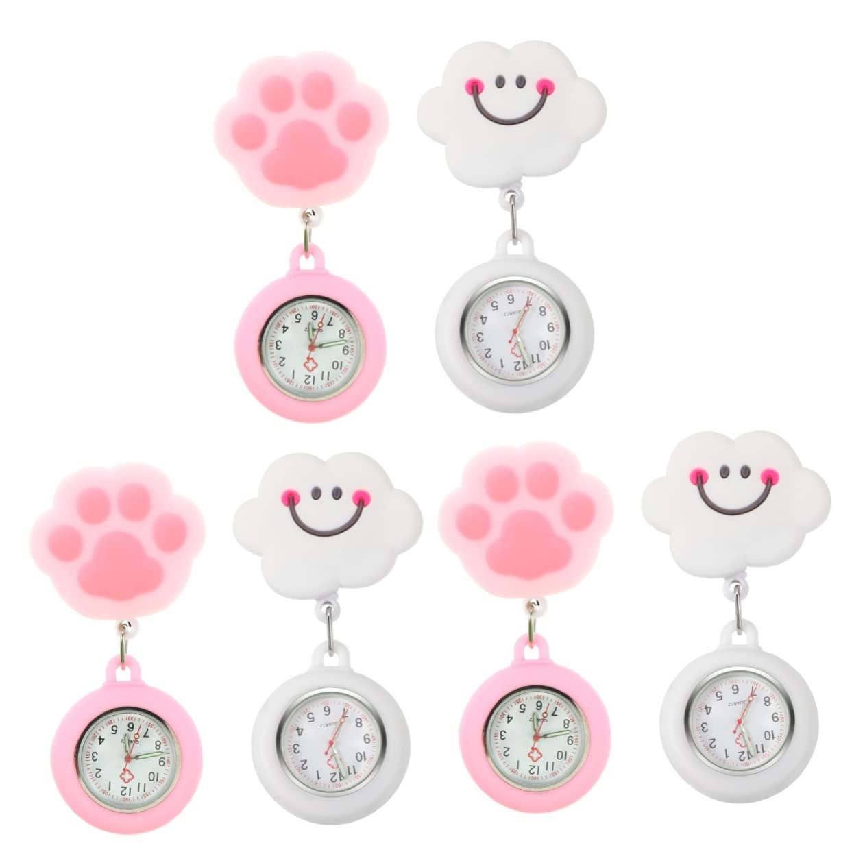 Mikikit 4 Stück Abzeichen Tasche Klaue Rosa Cartoon Einziehbare Katze Lieblich Süß Silikonhülle Tragbar Dehnbar Krankenschwester Wolke Digitaler Clip In Mädchenform Zum Aufhängen &