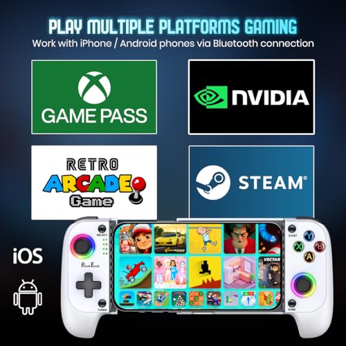 Image of PunnkFunnk Gaming Controller Lite Wireless Bluetooth Gamepad for Android, iOS, PC & Smart TV with Turbo Function, Ergonomic Grip, Rechargeable Battery (GX Pro White)