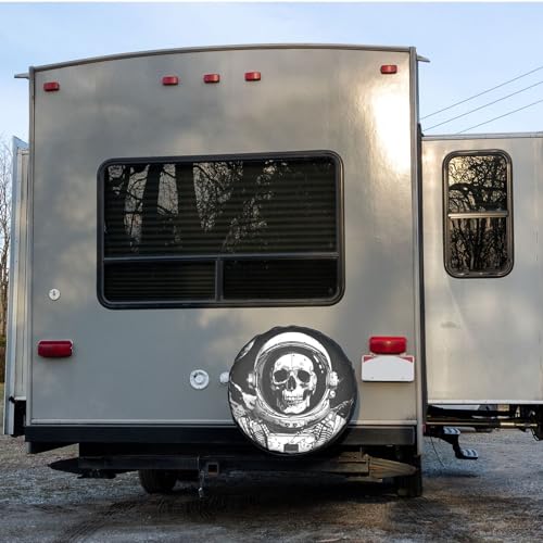 Image of Dujiea Astronaut Music Skull Spare Tire Cover, Universal Wheel Tire Cover Waterproof Dust-Proof Tire Protectors for Trailer Rv SUV Truck Camper and Many Vehicle 14 15 16 17 Inch