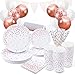 Nveasty 151pièces Vaisselle Jetable Anniversaire Fille, 25 Invités Rose Gold Assiette Jetable EVJF, Decoration Anniversaire avec Gobelets Jetables Ballons Serviettes pour Fête de Mariage, EVJF