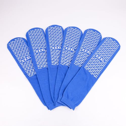 Generic 3XL Slip Stop Single Tread Slipper Socks | Triple Extra Large Blue Extra Wide Bariatric Socks (3 Pairs), MAAS-SOC-0012
