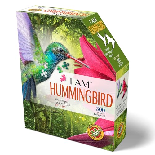 Madd Capp I Am Hummingbird 300-Piece Bird-Shaped Jigsaw Puzzle , Multicolored