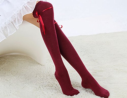 Women's Thigh High Socks Lolita Gothic Over Knee High Stocking Lace Up Thigh Stockings Girl Uniform Dress Long Socks PTK023