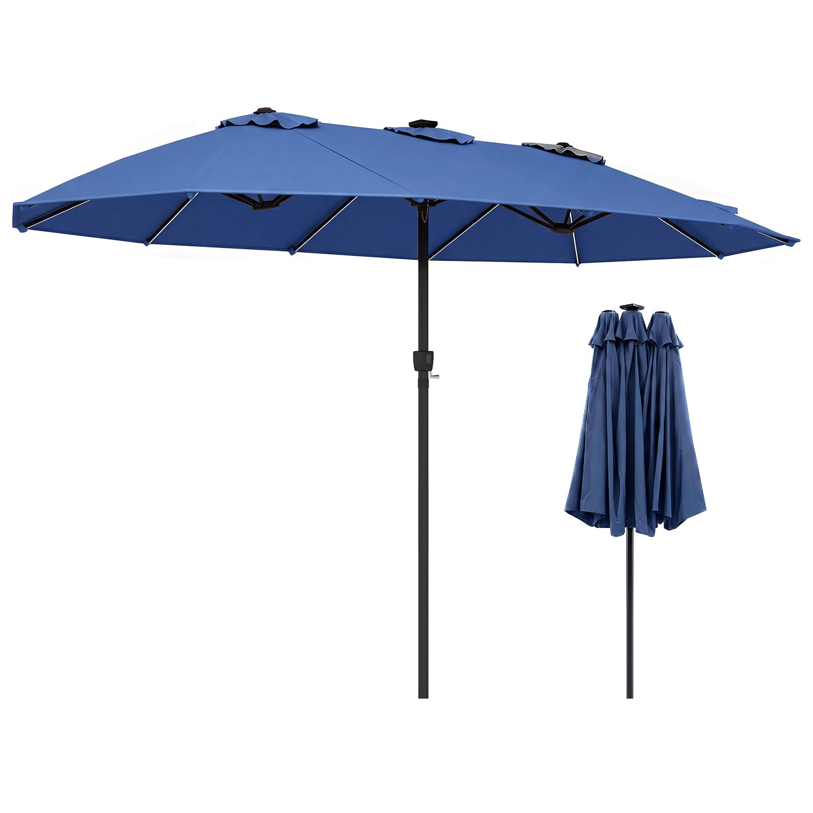 SPOTRAVEL 4.7m Double-Sided Garden Parasol (Blue,No Base)