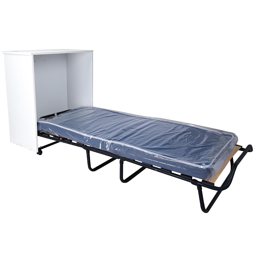 LIBEROSHOPPING.eu - LA TUA CASA IN UN CLIK Letto a scomparsa estraibile salvaspazio con ruote materasso 80x180 (Bianco)