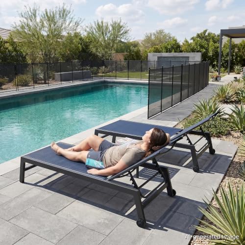 Image of PURPLE LEAF Oversized Pool Lounge Chairs Set of 2, Textilene, Navy Blue