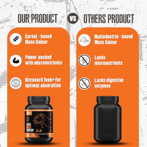 Image of BeastLife High Protein Mass /Weight Gainer | 1 KG | Malai Kulfi | NABL LAB Tested | For Muscle Gain & Fast Growth | Cereal-Based Formula, No Maltodextrin | India's #1 Cereal Based Bulk Gainer