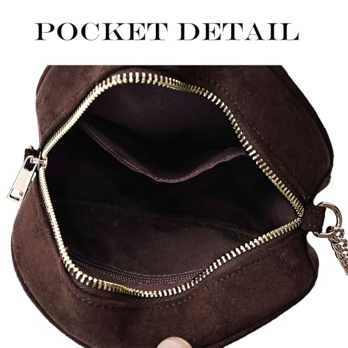Image of Round Crossbody Bag for Women,PU Leather Shoulder Bag with Metal Chain Strap, Cellphone Purses with Zipper