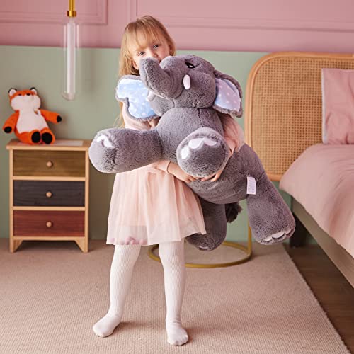Image of IKASA - 29 Inch Big Elephant Plush Toy, Giant Soft Toys, Huge Size, Cute and Squishy, Gifts for Boys and Girls