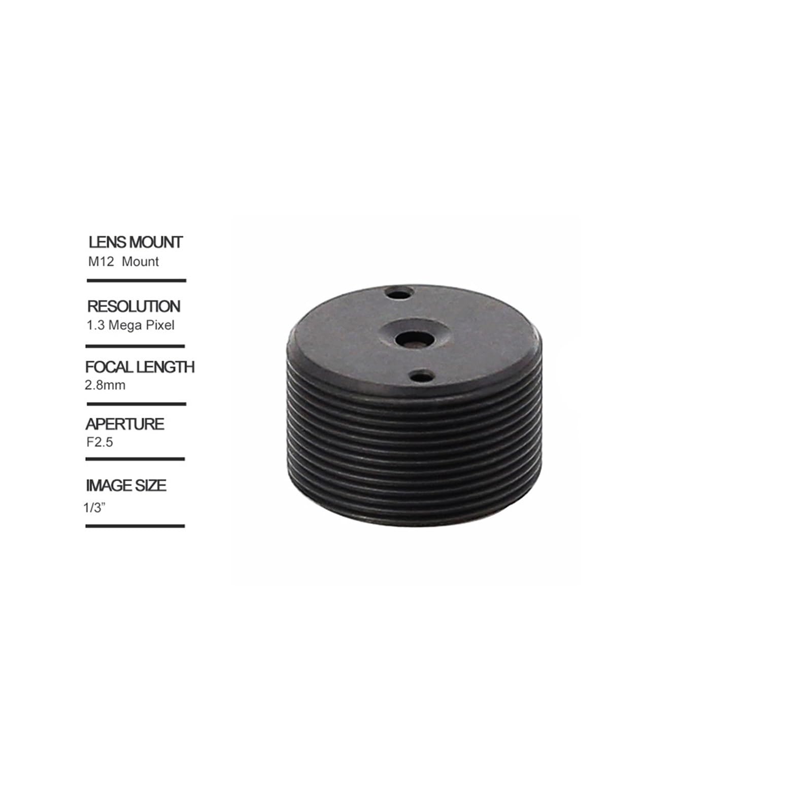 Obiettivo CCTV Pinhole 2,8 mm 1,3 Megapixel 1/3" F2,5 M12 Supporto for Telecamera di sorveglianza videocitofono