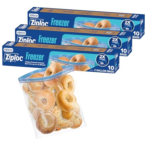 Ziploc Two Gallon Food Storage Freezer Bags, Grip 'n Seal Technology for Easier Grip, Open, and...