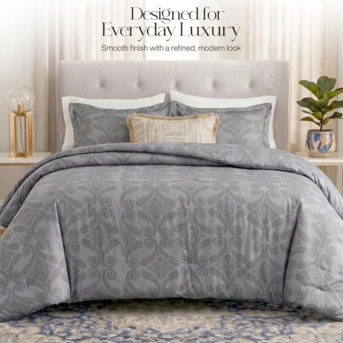 Image of Utopia Bedding Queen Comforter Set (Paisley Grey) with 2 Pillow Shams - Bedding Comforter Sets - Down Alternative Comforter - Soft and Comfortable - Machine Washable