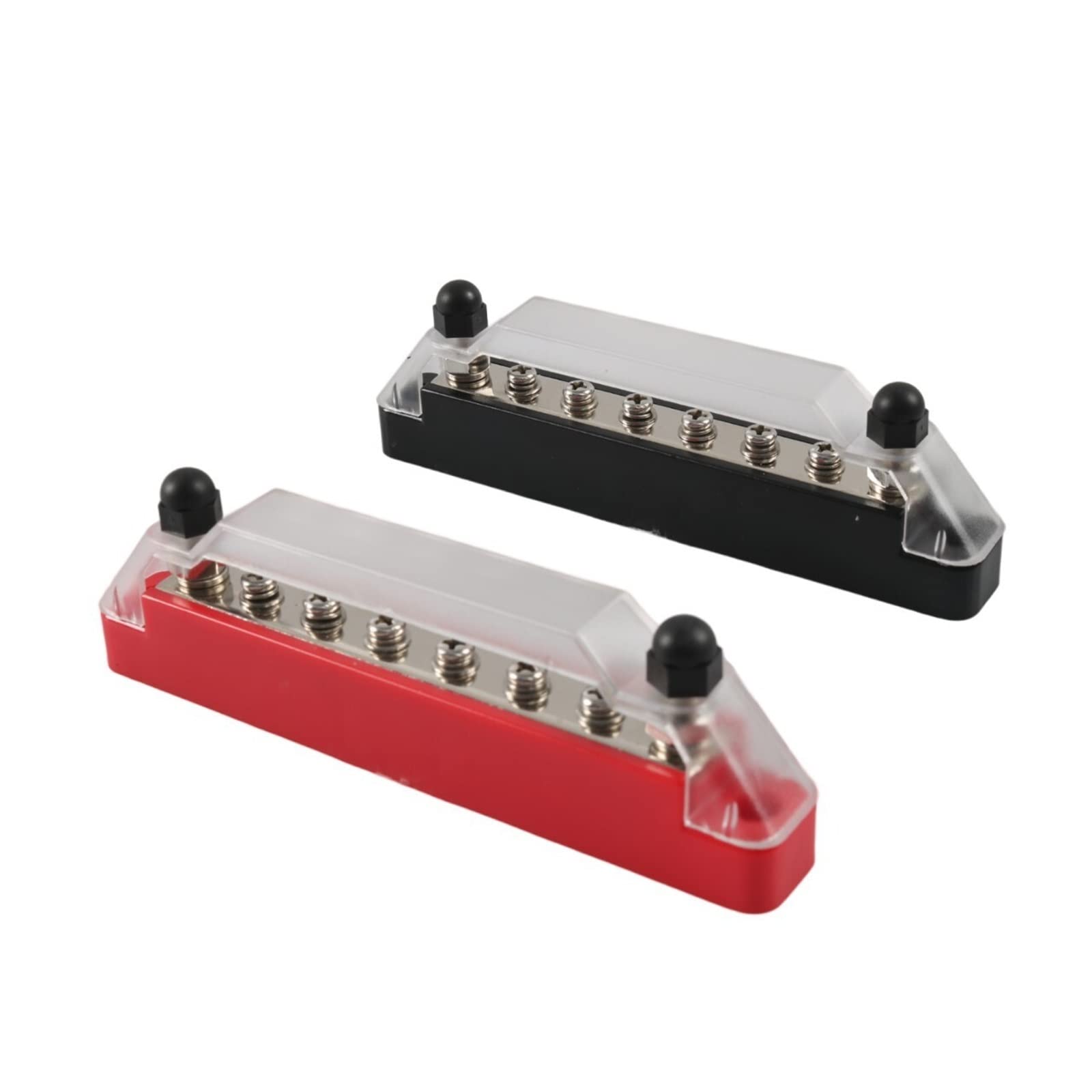 Kjueq Red And Black Pair Ship Accessories 6-Way Busbar With Cover (6*M4) Rv Yacht Rv Busbar 48V 150A(Red And Black Pair)