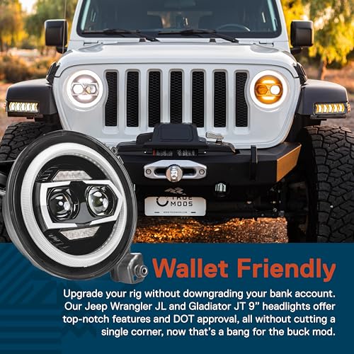 Online Led Store LEDHDL1704 True Mods 9 Inch Round Led Headlights Replacement For 2018-2025 Jeep Wrangler Jl Jlu Unlimited Gladiator Jt Accessories [Dot Approved] [Dual Halo Drl] Sealed Beam Front Head Light Lamp Bulb thumb #4