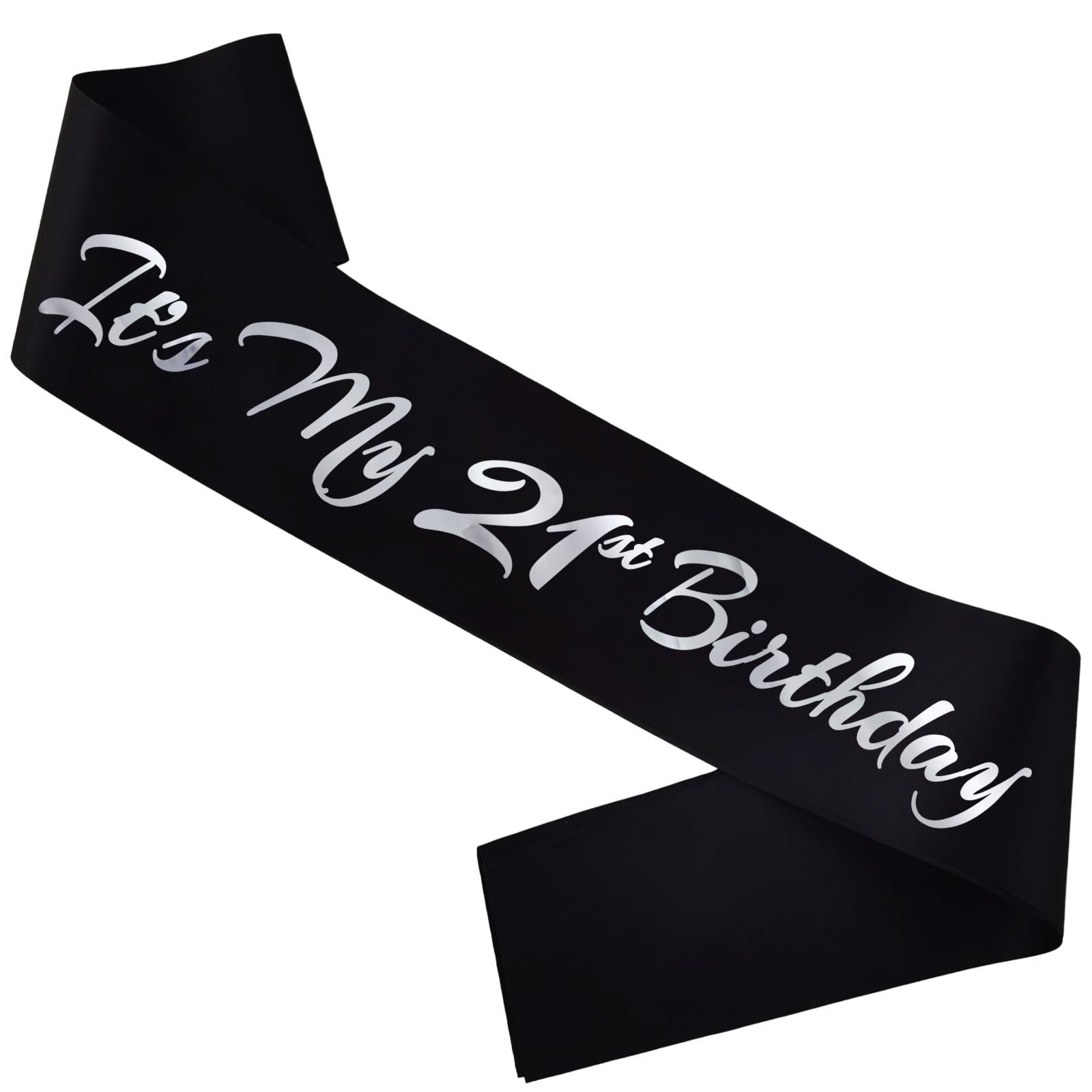 Novaflare It's My 21st Birthday Sash, Black Silver Birthday Sash for 21st Bday Party Supplies, Gifts for Girl or Boy Bday Party Favors