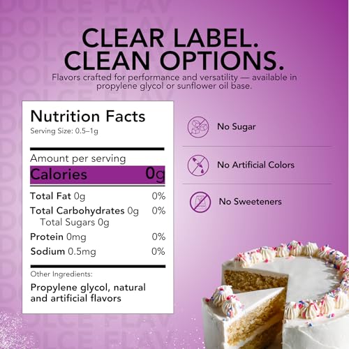 Image of Dolce Flav Birthday Cake Extract - 2 Ounce Water-Soluble Kosher, Sugar-Free, Concentrated Festive Cake Flavoring for Frostings, Cupcakes & Desserts, Includes Measured Dropper, 2 oz Pack of 2